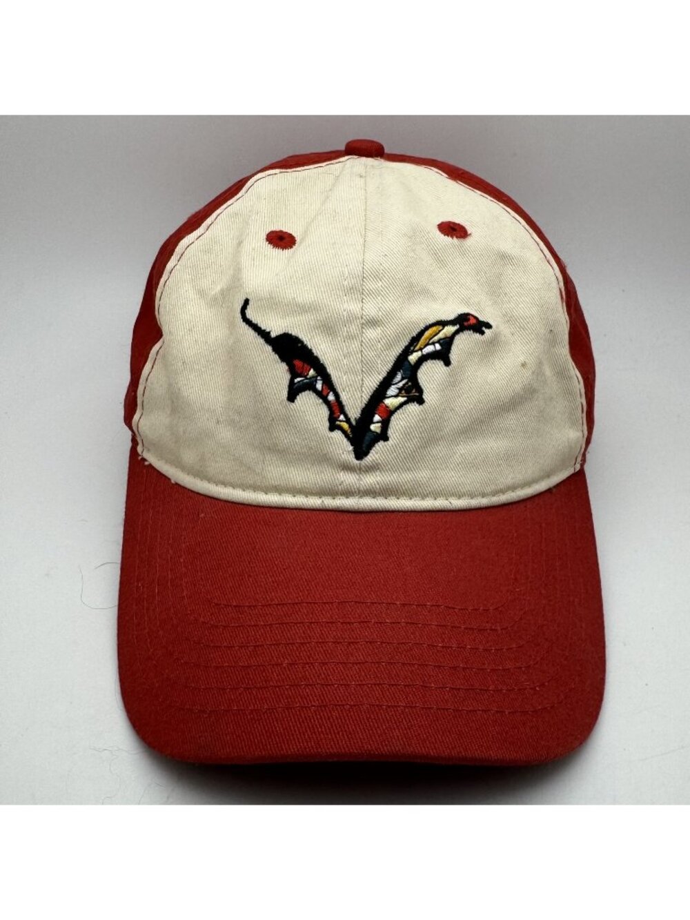 Flying Dog Brewery Hat Cap Red Cream Embroidered Logo Snapback Adjustable Men's